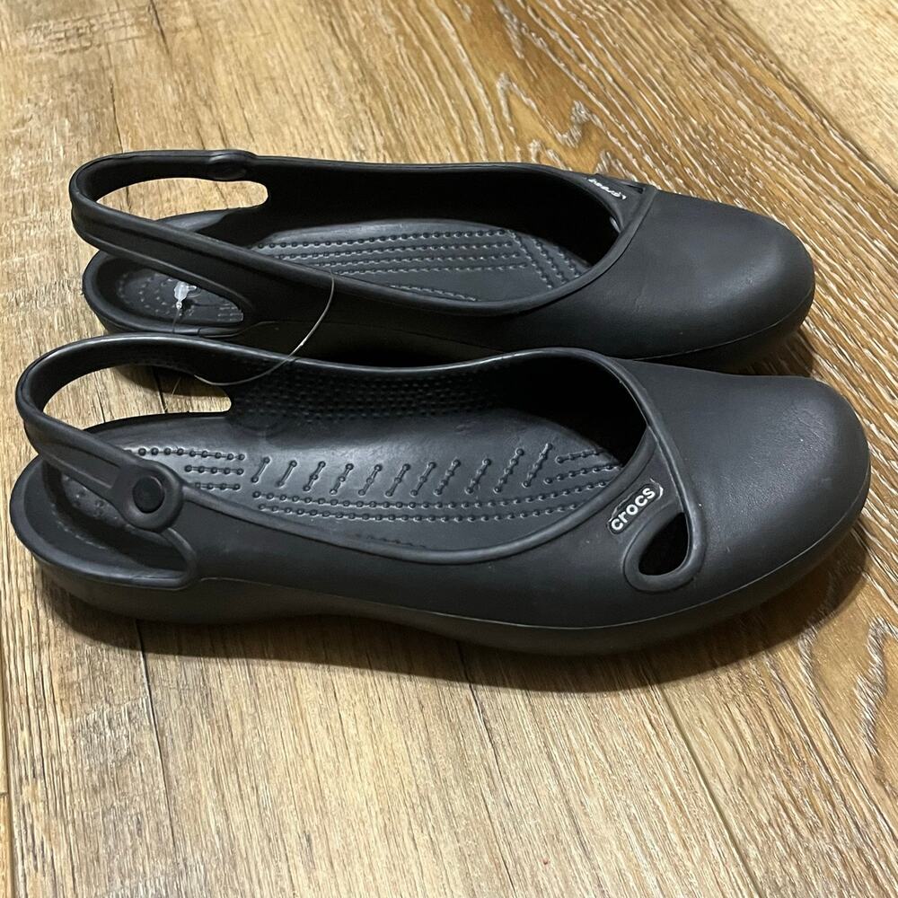 Crocs Olivia Women's Size 8 Shoes Black Comfort Slingback Ballet Flats Classic